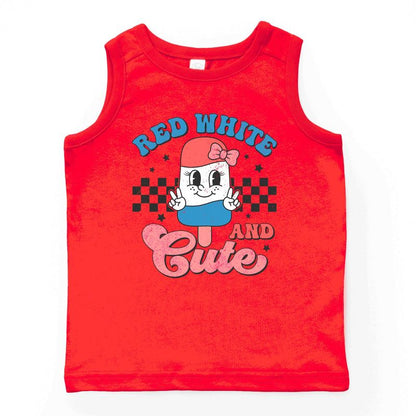 بلوزة شبابية بدون أكمام بتصميم لطيف باللونين الأحمر والأبيض من متجر جونيبر