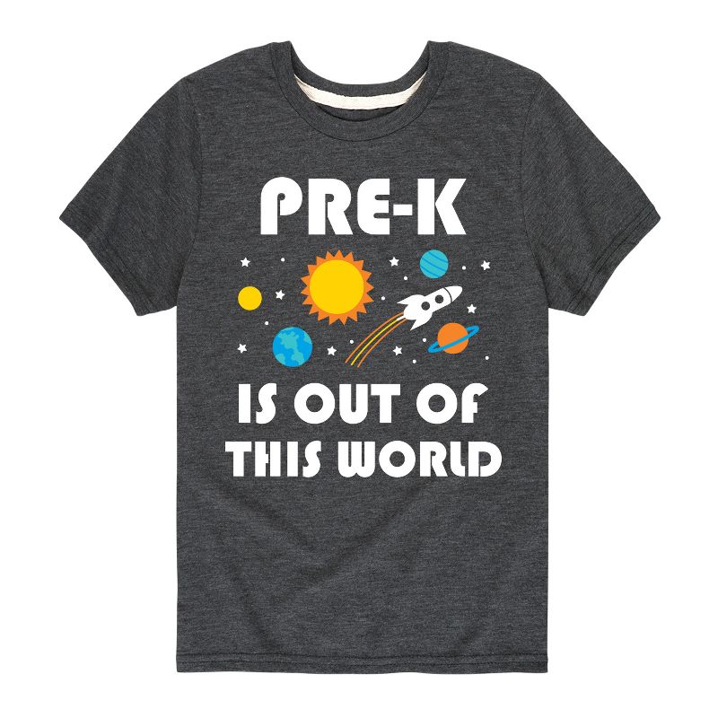 تي شيرت جرافيكي بأكمام قصيرة مطبوع عليه "Out Of This World" للأولاد - رسالة فورية - ما قبل الروضة