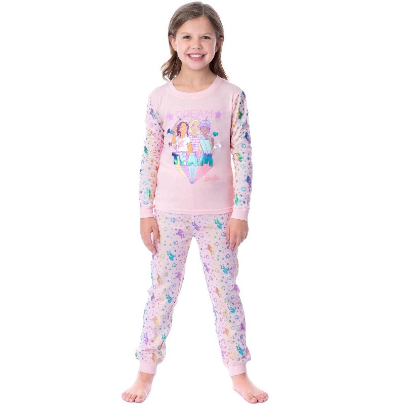 Mattel Girls' Barbie Dream Team Unicorn Best Friend Sleep Pajama Set Pink