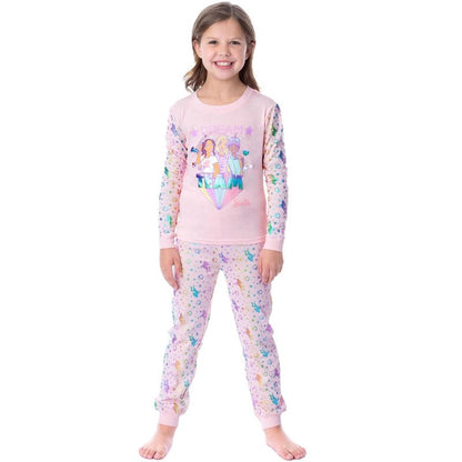 Mattel Girls' Barbie Dream Team Unicorn Best Friend Sleep Pajama Set Pink