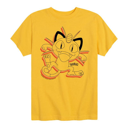 تي شيرت جرافيكي بأكمام قصيرة بتصميم هابي ميوث ريترو للأولاد - بوكيمون