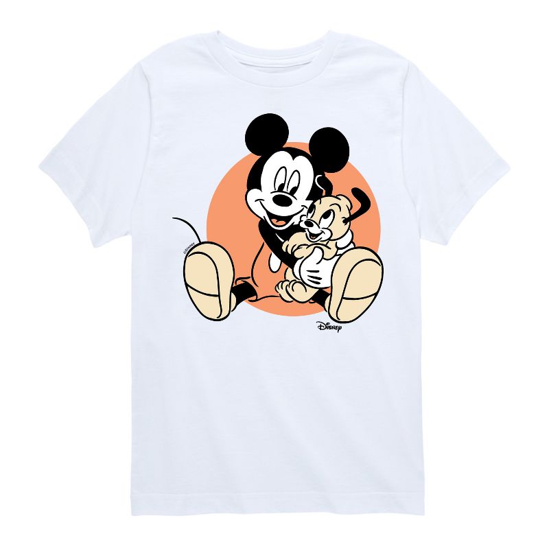 Boys' - Disney - Mickey Mouse Hugs His Puppy Short Sleeve Graphic T-Shirt