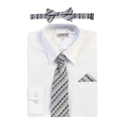 Gioberti Boy's Long Sleeve Dress Shirt and Plaid Tie Accessories Set (Part 2)