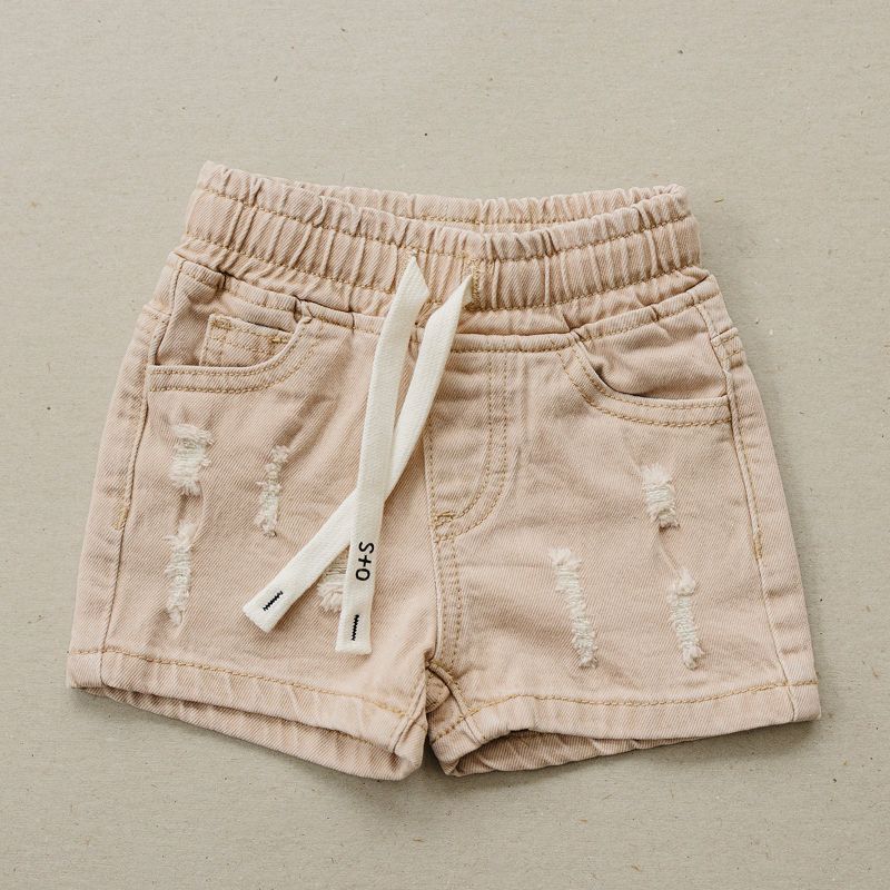 Kids Jay Distressed Denim Shorts - Olive + Scout