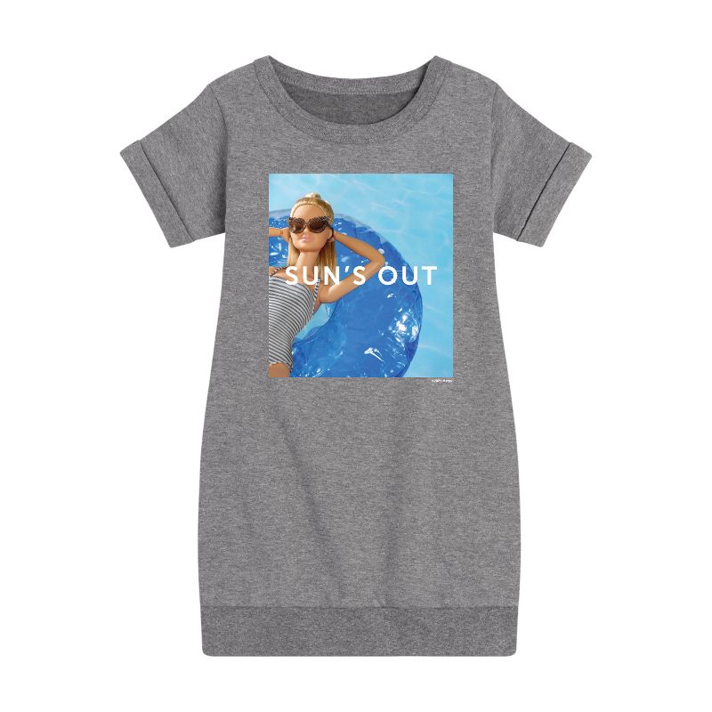 Girls' - Barbie - Sun's Out Graphic Short Sleeve Fleece Dress