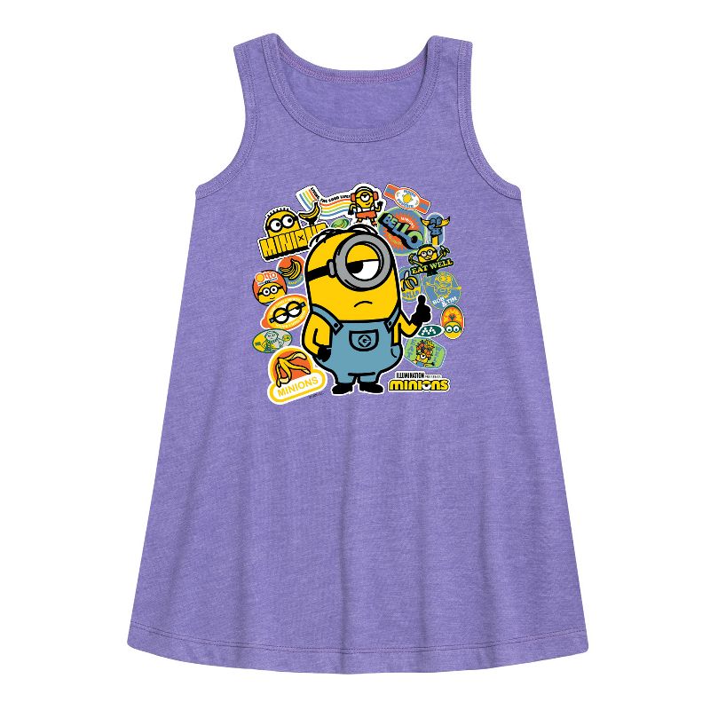 Girls' - Despicable Me Minions - Minion & Banana Stickers Graphic Sleeveless Aline Dress