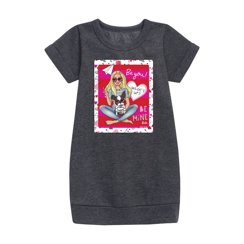 Girls' - Barbie - Hello Lovely Barbie Graphic Short Sleeve Fleece Dress