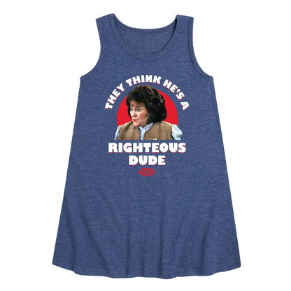 Girls' - Ferris Bueller's Day Off - Righteous Dude Graphic Sleeveless Aline Dress