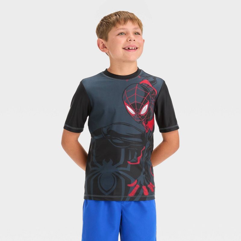 Boys' Spider-Man Fictitious Character Rash Guard Top - Gray
