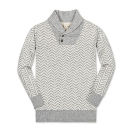 Hope & Henry Boys'  Long Sleeve Intarsia Shawl Collar Sweater, Kids