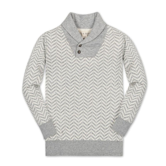Hope & Henry Boys'  Long Sleeve Intarsia Shawl Collar Sweater, Kids