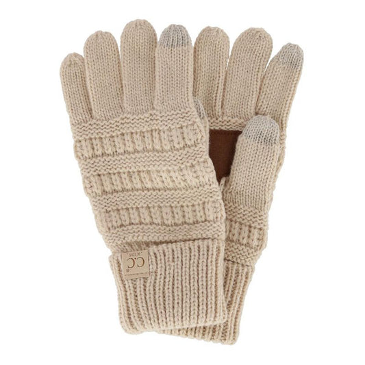 قفازات CC Kids' One Size Fits Most Solid Cable Knit Touch Screen