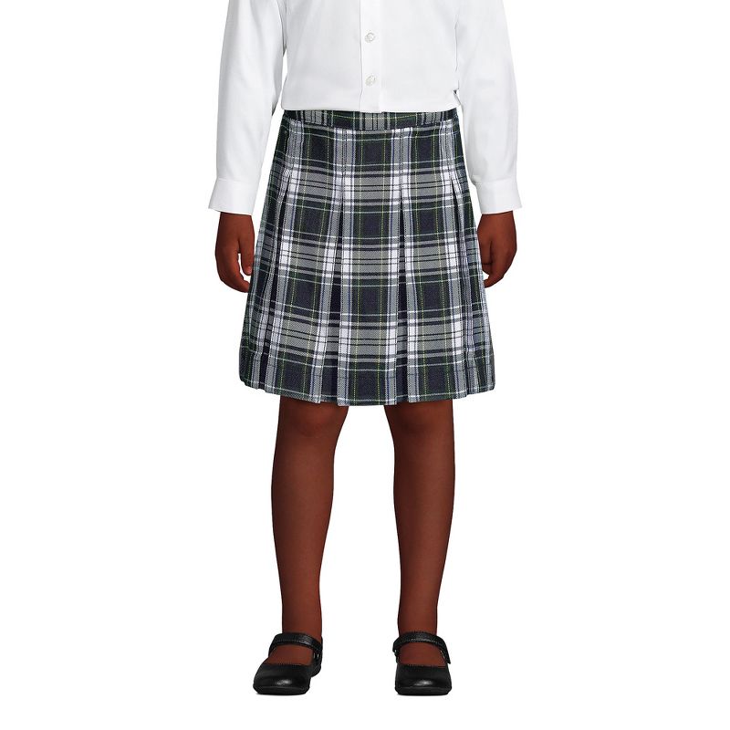Lands' End School Uniform Kids Plaid Box Pleat Skirt Top of the Knee