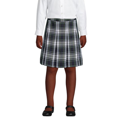 Lands' End School Uniform Kids Plaid Box Pleat Skirt Top of the Knee