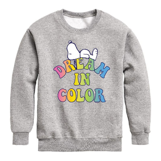 Boys' - Peanuts - Dream In Color Graphic Long Sleeve Fleece Sweatshirt