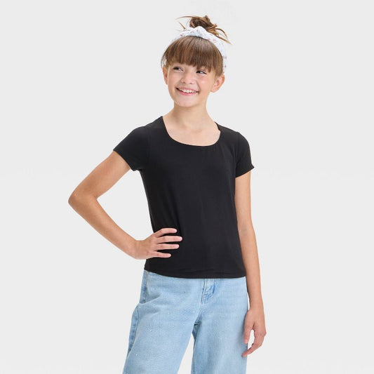 Girls' Short Sleeve Scoop Neck Super Soft T-Shirt - art class™
