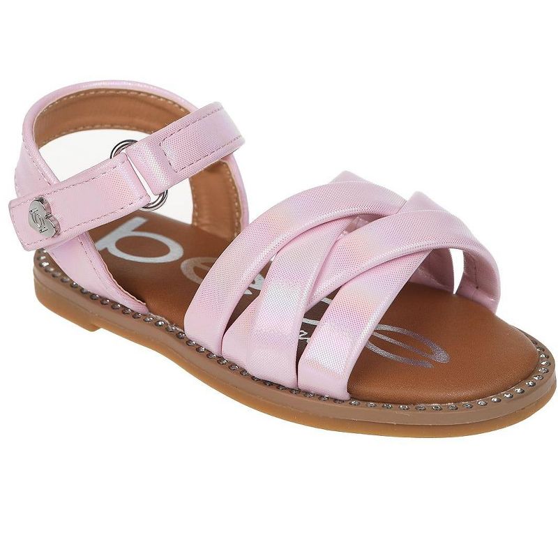 bebe Toddler Girls' Sandals - Open Toe Flat Sandals Comfy Summer Flats for Toddler and Little Kids