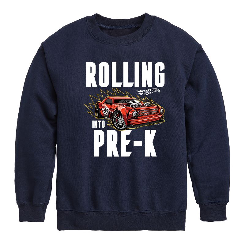 Boys' - Hot Wheels - Rolling Into Pre K Graphic Long Sleeve Fleece Sweatshirt