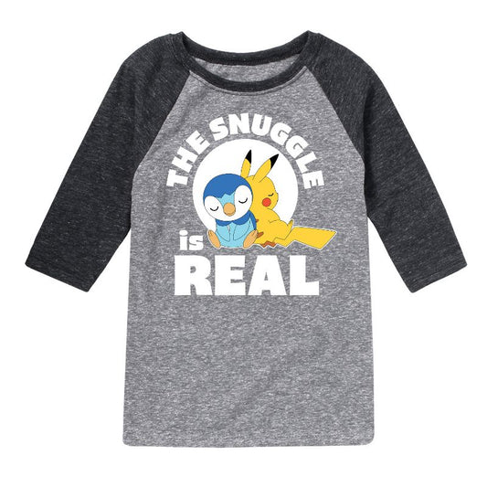 Boys' - Pokémon - The Snuggle Is Real Pikachu And Piplup Raglan Graphic T-Shirt