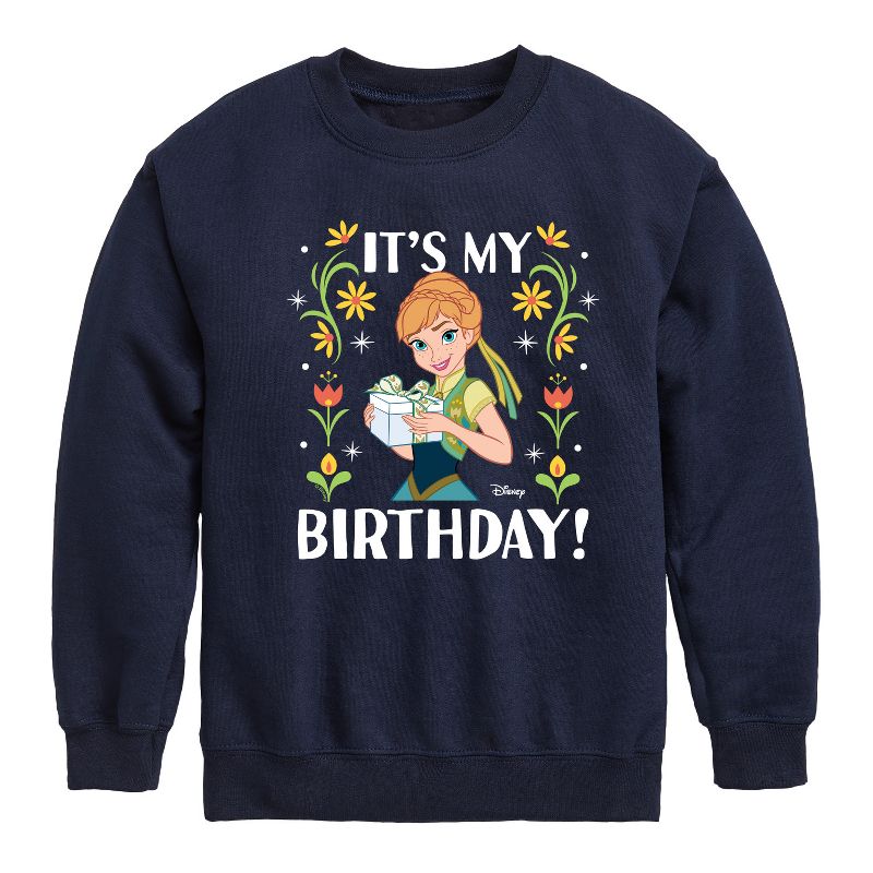 Boys' - Disney - Anna It's My Birthday Graphic Long Sleeve Fleece Sweatshirt