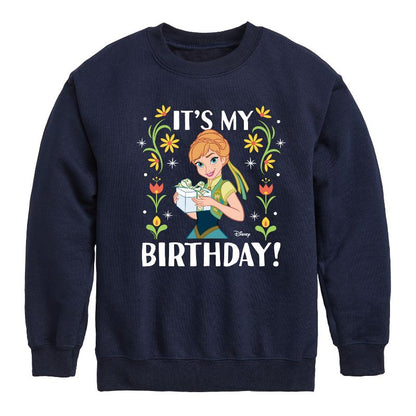 Boys' - Disney - Anna It's My Birthday Graphic Long Sleeve Fleece Sweatshirt