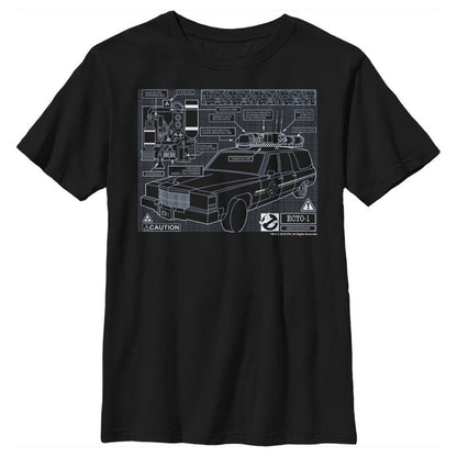 تي شيرت Ghostbusters Ecto-1 Blueprint للأولاد
