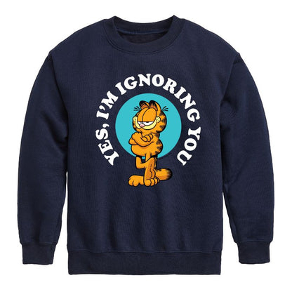 Boys' - Garfield - Ignoring You Graphic Long Sleeve Fleece Sweatshirt