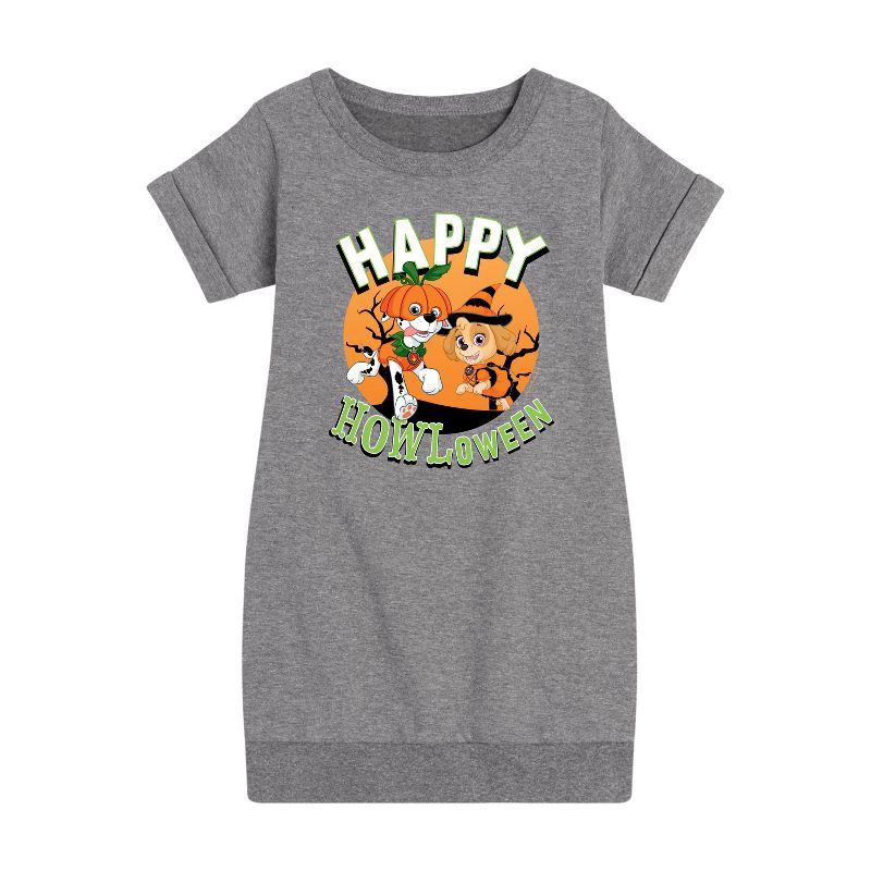 فستان صوف بأكمام قصيرة مطبوع عليه رسومات "دورية المخلب" للبنات