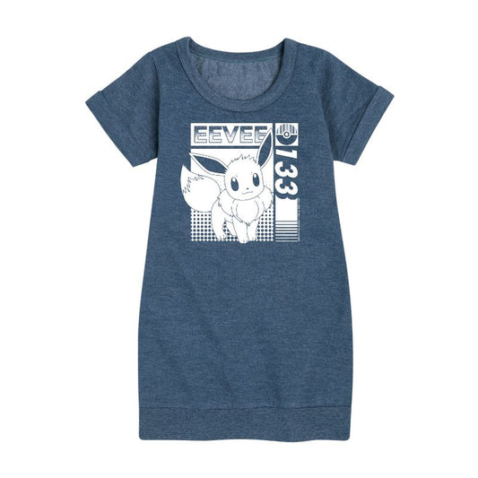 فستان صوف بأكمام قصيرة من EEVEE 133 برسومات بوكيمون للبنات