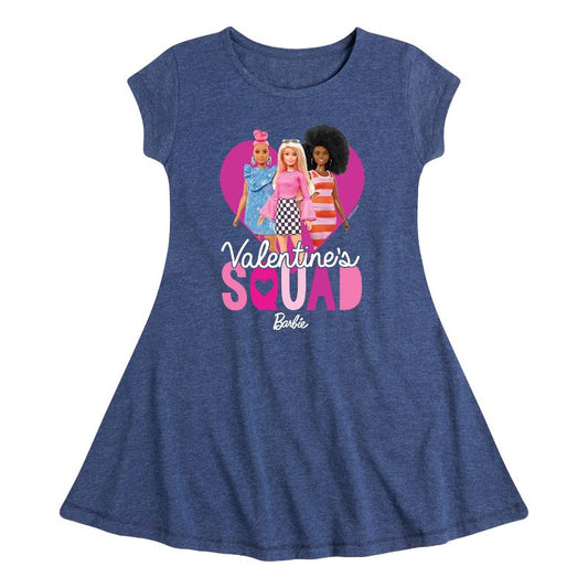 Girls' - Barbie - Valentine's Squad Fit & Flair Cap Sleeve Dress