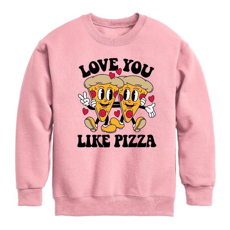 Boys' - Instant Message - Valentine's Day Love You Like Pizza Graphic Long Sleeve Fleece Sweatshirt