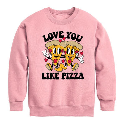 Boys' - Instant Message - Valentine's Day Love You Like Pizza Graphic Long Sleeve Fleece Sweatshirt