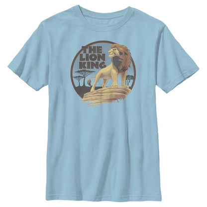 تي شيرت الأسد الملك ريترو سيمبا على صخرة الفخر للأولاد