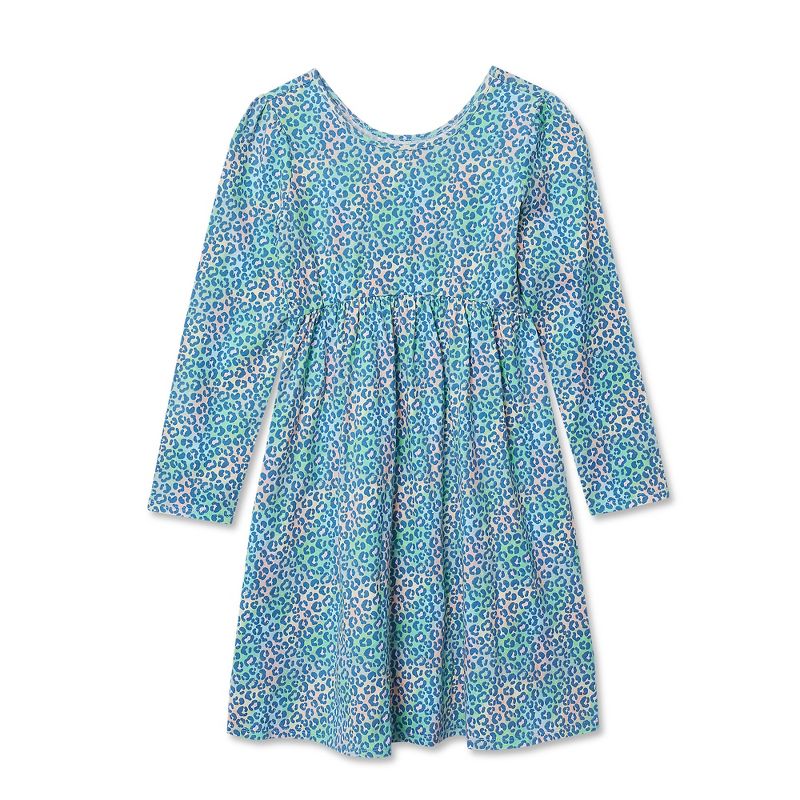 Lands' End Kids Long Sleeve Gathered Waist Jersey Dress