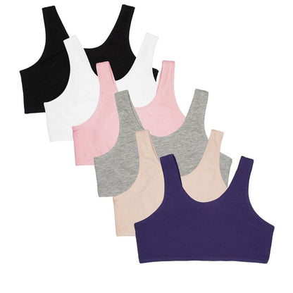 Fruit of the Loom Girls 6PK Build Up Sports Bra