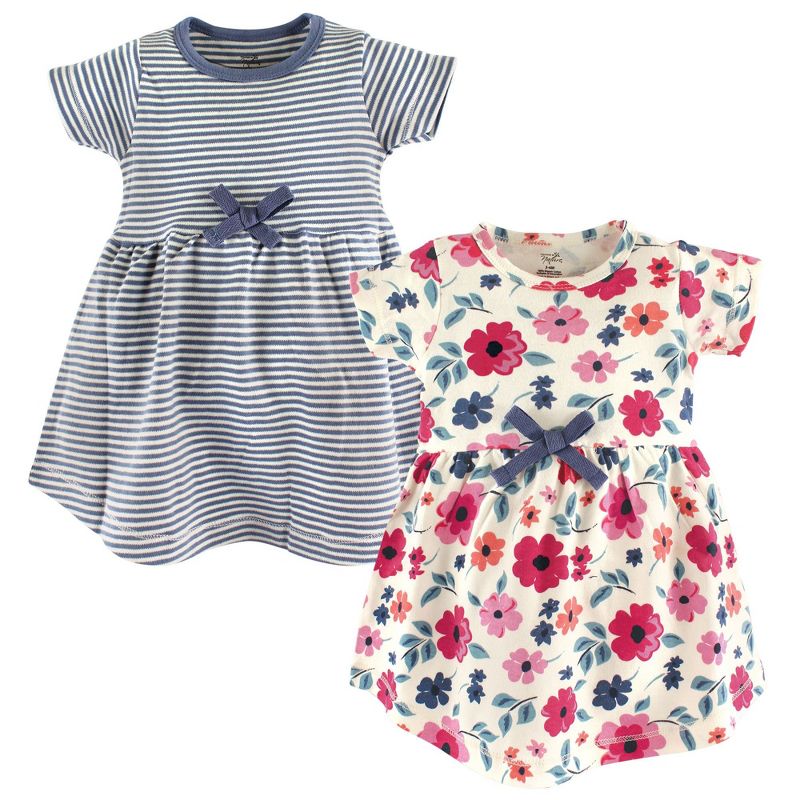 Touched by Nature Big Girls and Youth Organic Cotton Short-Sleeve Dresses 2pk, Garden Floral