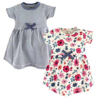 Touched by Nature Big Girls and Youth Organic Cotton Short-Sleeve Dresses 2pk, Garden Floral