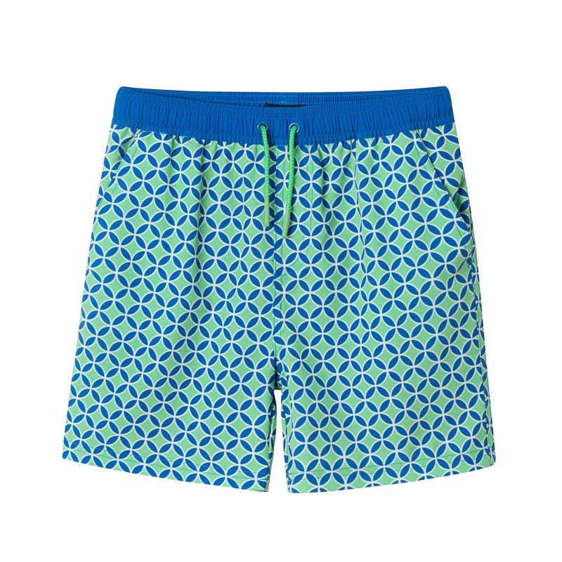 Andy & Evan  Kids  Green Geo Print Swim Trunk