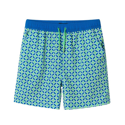 Andy & Evan  Kids  Green Geo Print Swim Trunk