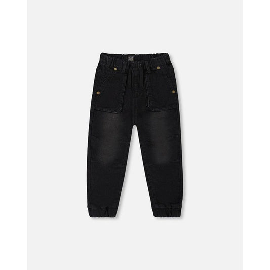 بنطلون جينز Deux par Deux Boy French Terry Denim Jogger Pant جينز أسود