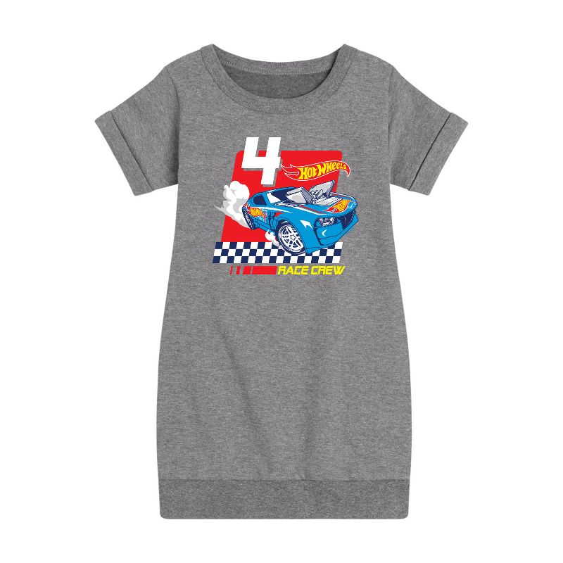 فستان صوف بأكمام قصيرة من مجموعة Race Crew للفتيات من Hot Wheels، مناسب لعمر 4 سنوات