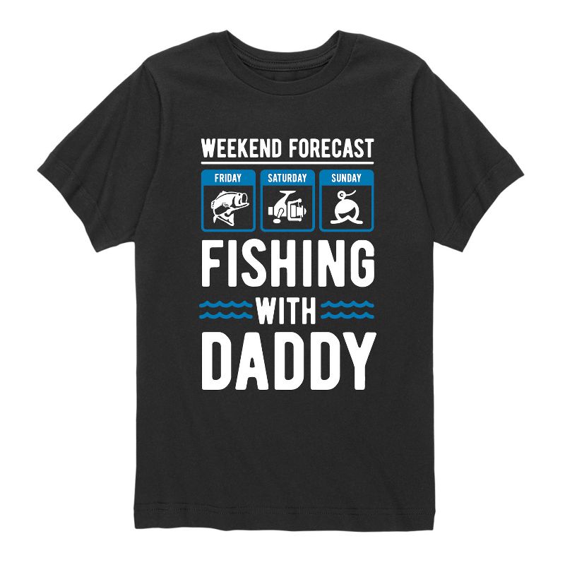 تي شيرت جرافيكي بأكمام قصيرة للأولاد - رسالة فورية - توقعات نهاية الأسبوع - صيد السمك - أبي