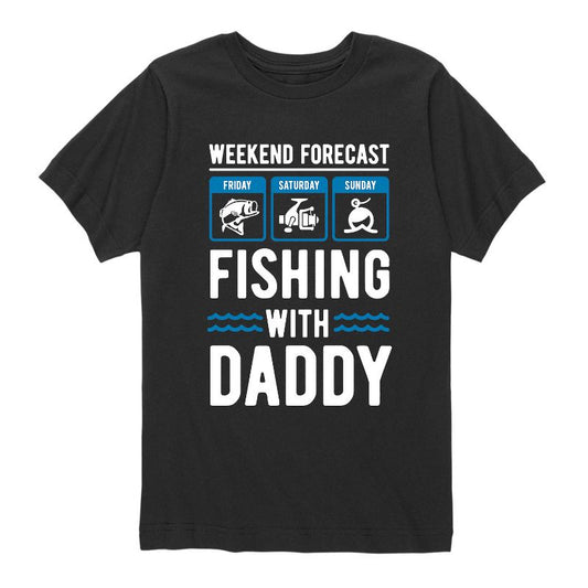 تي شيرت جرافيكي بأكمام قصيرة للأولاد - رسالة فورية - توقعات نهاية الأسبوع - صيد السمك - أبي