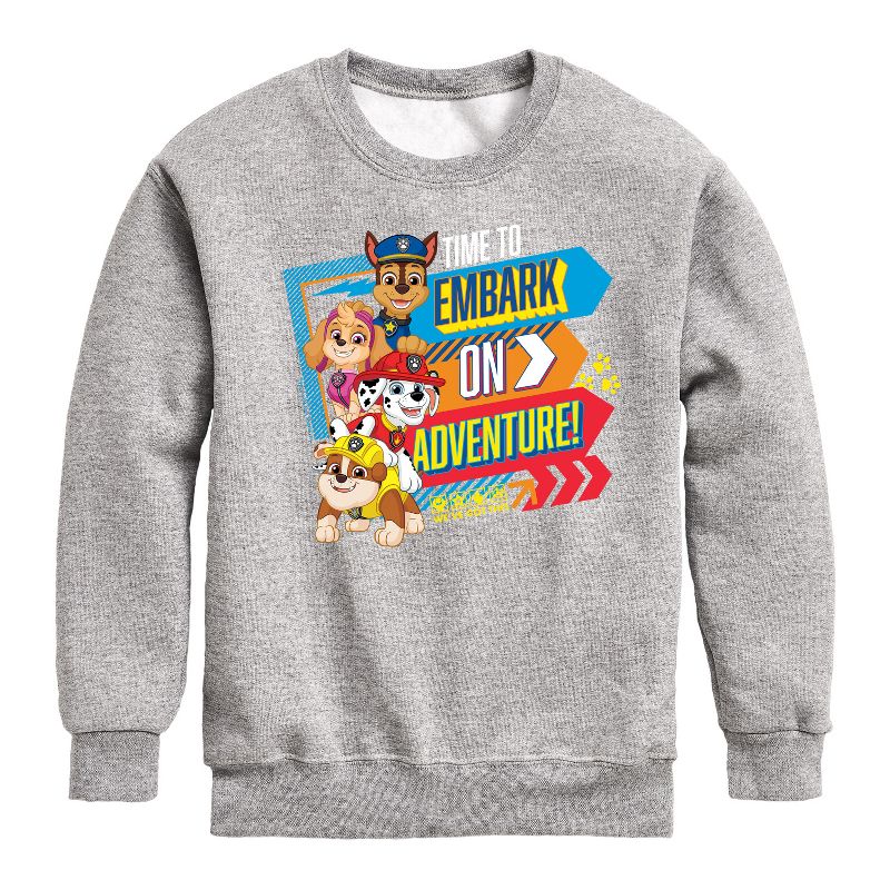 Boys' - Paw Patrol - Time To Embark On Adventure Graphic Long Sleeve Fleece Sweatshirt