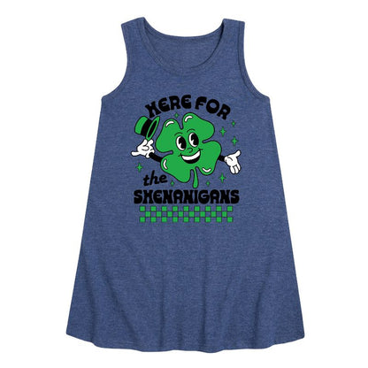 Girls' - Instant Message - St. Patrick's Day Here For The Shenanigans Graphic Sleeveless Aline Dress