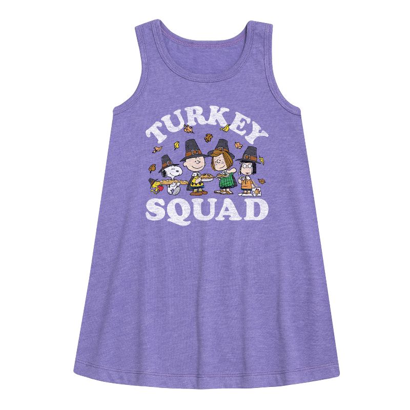 Girls' - Peanuts - Turkey Squad Graphic Sleeveless Aline Dress
