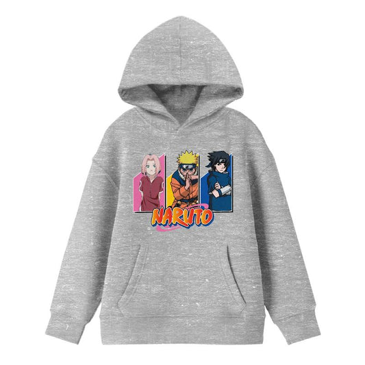 Naruto Classic Team Seven Long Sleeve Athletic Gray Youth Hooded Sweatshirt