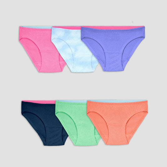 Fruit of the Loom Girls' 6pk Breathable Bikini