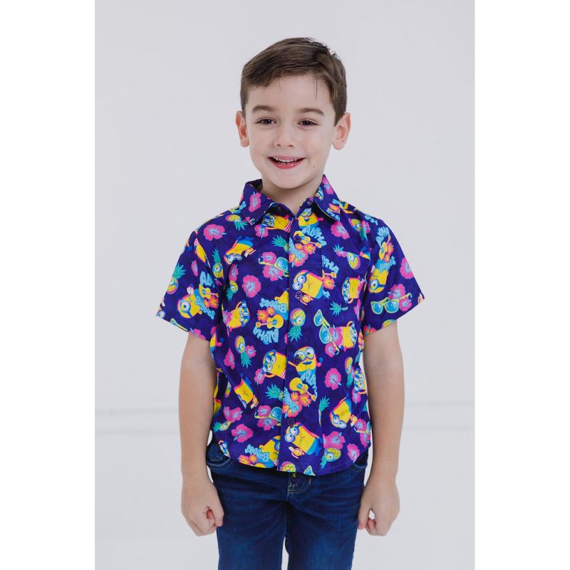 Despicable Me Minions Hawaiian Button Down Dress Shirt Matching Family Toddler to Adult