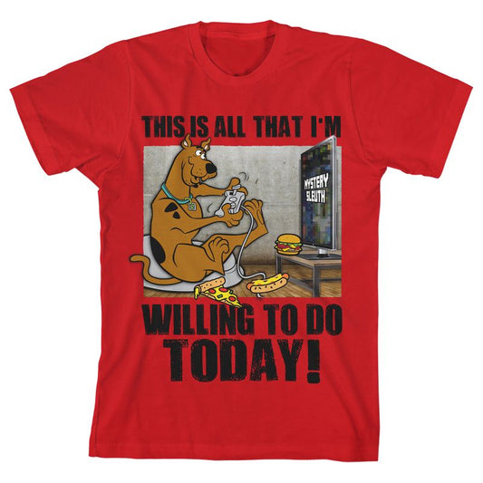 Scooby Doo This Is All I'm Willing To Do Today Youth Red Graphic Tee